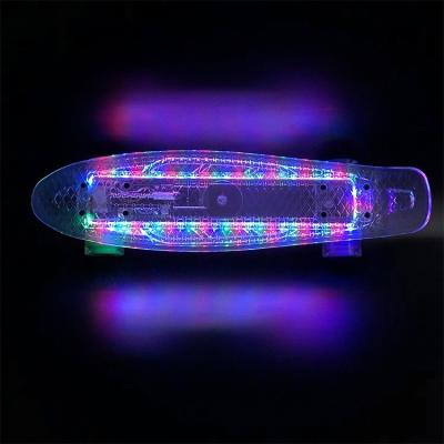 China Plastic High Quality Customized LED Glow In Dark 22 Inch Led Longboard Skateboard for sale