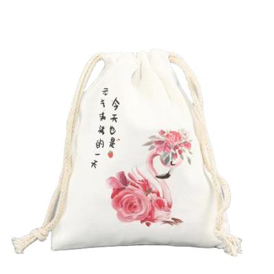 China Custom Eco Cotton Drawstring Pouch Bags Reusable Cotton Drawstring Bag With Logo for sale