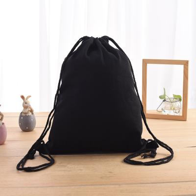 China Rope Handle Cotton Canvas Drawstring Backpack Bag Closure Shoulder Bag for sale