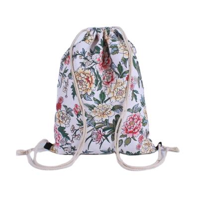 China 100% eco-friendly wholesale customs recycle yellow organic 100% canvas cotton fabric drawstring backpack bags for sale