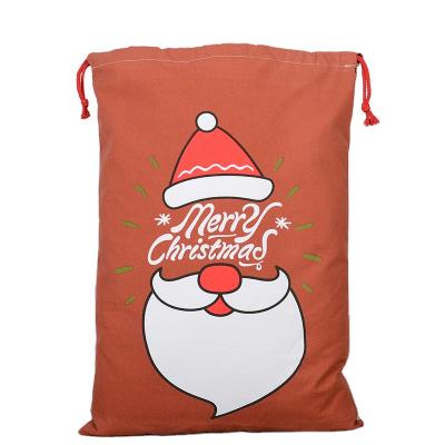 China 100% Custom Logo Cotton Santa Sack Christmas Gift Cotton Canvas Eco-Friendly Drawstring Bags for sale