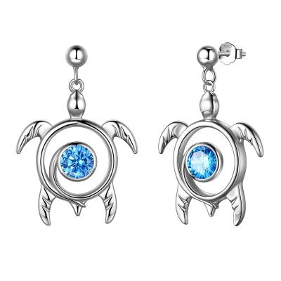 China 2023 Romantic New Style Jewelry 925 Sterling Silver Turtle Jewelry Women's Birthstone Earrings for sale