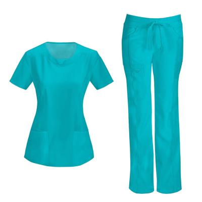 China V Neck Cheap Elastic Scrub Suit Nursing Uniform Scrubs Tops And Pants for sale