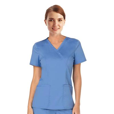 China Professional Wholesale Good Quality V Neck Polyester Cotton Spandex Scrubs Nurse Uniforms for sale