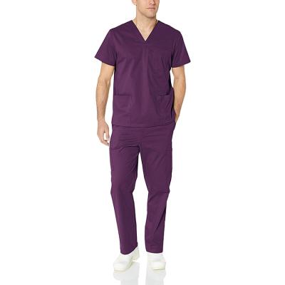 China V Neckline Men Scrub Comfortable Uniform Design Scrub Suit for sale