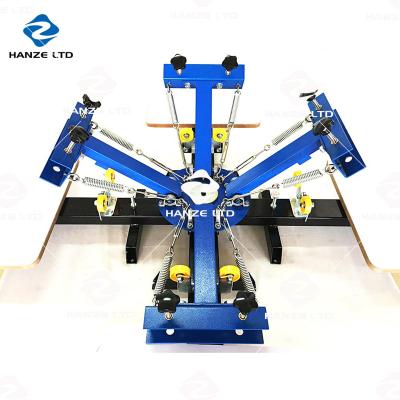 China Garment Shops 4 Color 4 Station Silk Screen Printing Press Machine With Micro Registration for sale