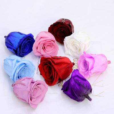 China Decor Grade B Durable Hot Selling Flower 5-6 Cm Preserved Rose Buds With 6 Roses Per Box for sale