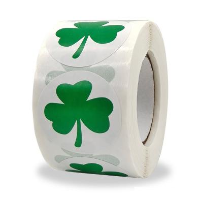 China Unkgo LJ Sticker Party St Patrick's Day Label 3.8cm String 1.5inch Clover Ornaments Waterproof Irish Hanging Sticker for sale