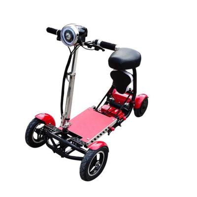 China Durable Aluminum Alloy 4 Wheel Electric Scooter Unisex Red Black Lights 4 Foldable Wheels for sale