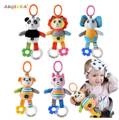 China Car Hanging Early Education Animal Plush Toys Baby Cart Hanging Bell for sale