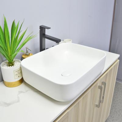 China White Color Rectangle Shape Sink Countertop Basin Style Bathroom Sink Easy Clean Modern Ceramic Basin Sink For Bathroom for sale