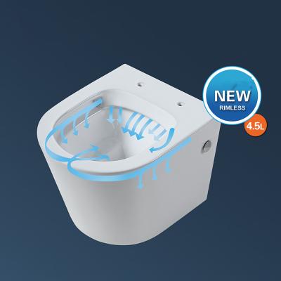 China Double-Flow Toilet Bowl Ceramic WC Tank Floor Installation Hidden Rimless Toilet Water Saving One Piece Toliet In Bathroom for sale