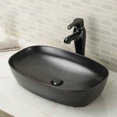 China Matte Black Rectangular Ceramic Counter Top Wash Basin K2500A-CBK-M 610*390*135mm Good Quality for sale