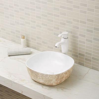 China Clean Modern Square Bathroom Sink Countertop Ceramic Hand Wash Basin for sale