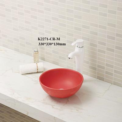 China Easy Clean Bathroom Sink Color Gloss Matte Round Shape Countertops Art Basin for sale