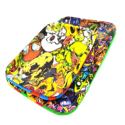 China Silicone Weed Herb Rolling Tray Beautiful Printing Weed Rolling Tray Custom Pattern Tobacco Rolling Tray Different Size for sale