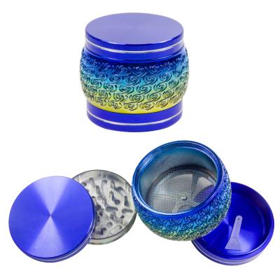 China 2021 Fashion New Arrival Tobacco Grinder Spice Drum Shaped Zinc Alloy Grinder Manual Weed Herb Crusher for sale