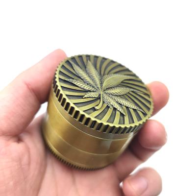 China Wholesale Classic 50mm 4 Pieces Hand Muller Grinder Zinc Alloy Bronze Herb Weed Grinder for sale