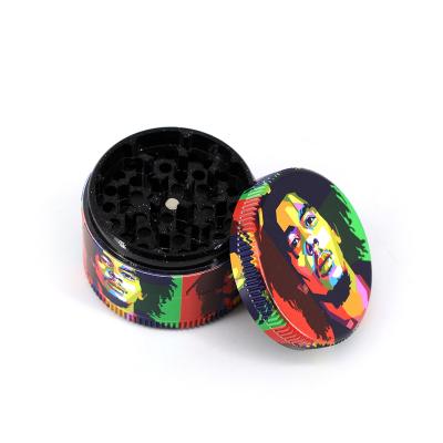 China Bob High Quality Aluminum Alloy Bob Marley Full Printing Weed Herb Grinder Customized Pattern/Logo Grinders for sale