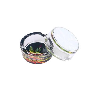 China Wholesale Custom Picture Bob Marley Round Ashtray Fancy Classic Factory Logo Glass Ashtray for sale