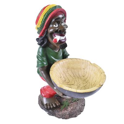 China Smoking acessories wholesale Jamaican Rasta Ashtray Floor Stand Large Outdoor Resin Ashtrays for sale