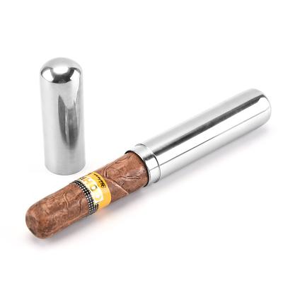 China CLASSIC Accessories Mini Stainless Steel Cigar Cigar Travel Humidor Box Smoking Tube for sale