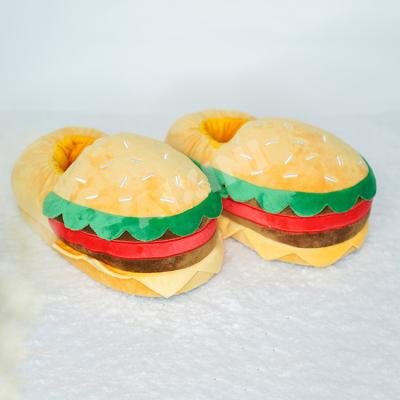 China Custom Made Lightweight Hamburger Womens Burger Bedroom Slippers High Plush Winter Plush Slippers For Women Kids for sale