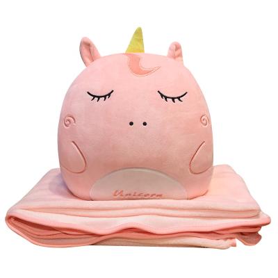 China New Cute Soft Anti-bacteria Gift Animal Child Adult Cartoon Fruit Baby Nap Rest Sleeping Storable 3 in 1 Plush Doll Hand Pillow Warmer Blanket for sale