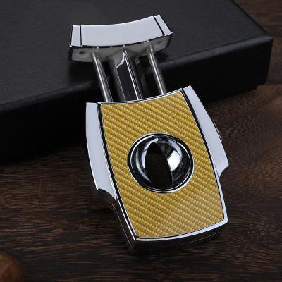 China Cigar Single Guillotine Metal Guillotine Cigar Cutter Factory Promotion V Blade Smoking Accessories Cut Cigar Cutter For Cigar for sale