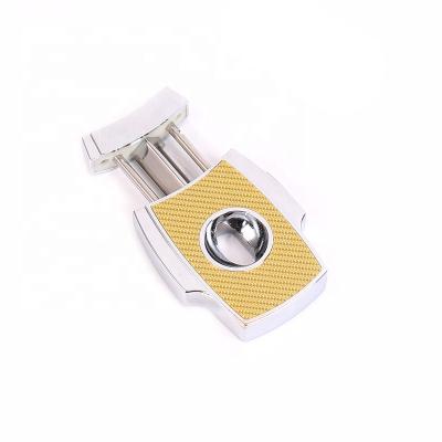 China Durable Customized Metal Blades Cigar Sharp Zinc Alloy Black V Cutter Custom Cigar Cutters for sale