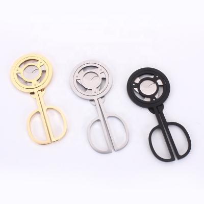 China Popular Guillotine Cigar Cutter Athens Design Customized Small Round Pointed Black/Gold/Silver Cigar Cutter Stainless Steel Cigar Scissors for sale