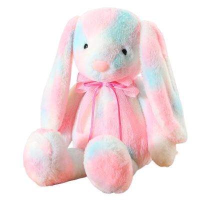 China Toy Wholesale Custom Logo Kid's Gift Personalized Colorful Rainbow Easter Bunny Rabbit Soft Plushies Plush Toys Stuffed Animals for sale