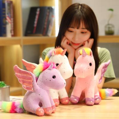 China Factory Wholesale Bulk Soft Kid's Toy Custom Logo Personalized Fly Horse Unicorn Plushies Plush Toys Stuffed Animals With Wings for sale