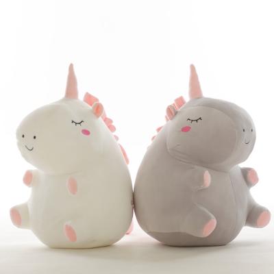 China Custom Logo Animals Personalized White Gray Fat Unicorn Plushies Plush Toys Stuffed Factory Wholesale Bulk Soft Kid's Toy for sale