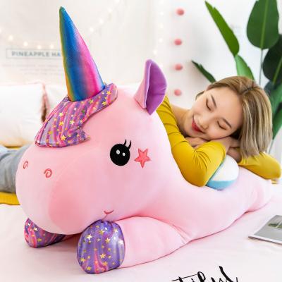 China Toy Wholesale Soft Factory Custom Logo Animal Tile Kid Gift Rainbow Colorful Large Big Unicorn Plushies Plush Toys Stuffed for sale