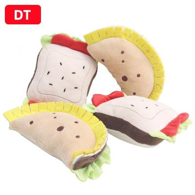 China Wholesale Viable Lifelike Realistic Bulk Chewer Sandwich Bread Dumpling Food Plush Stuffed Puppy Pet Chew Toys for sale