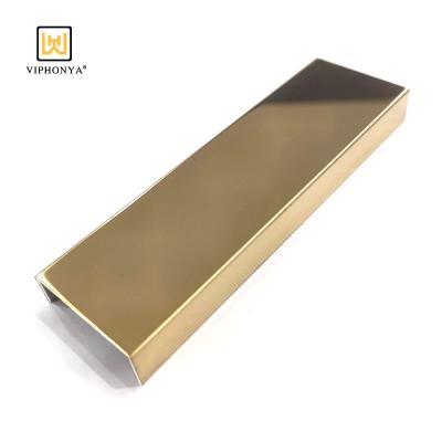 China Viphonya Modern Ceramic Corner V Shape Gold Grooving 201&304 U Profile Stainless Steel Mirror 8k U-Shape Flooring For Decoration Tile Trim for sale