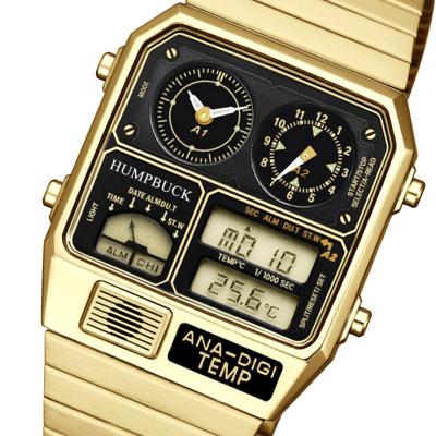 China HUMPBUCK Digital Date Watches HUMPBUCK Digital Automatic Stainless Steel Men's Wrist Sports Luxury Multifunctional Gold Watch for sale