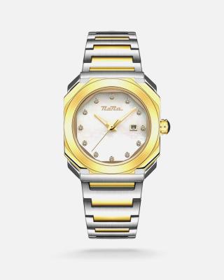 China Luxury OEM Sapphire Glass Woman Rhinestone Fashion Nano Day/Date Watch with Stainless Steel Back for sale