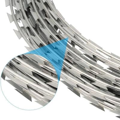 China Galvanized Stainless Steel BTO22 BTO-25 28 30 CBT 45 60 65 Single Cross Concertina Barbed Wire Razor Wire Mesh Wall Spike Fence for sale