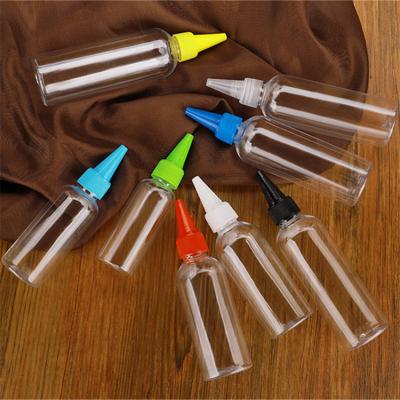 China Household Products 30ml 50ml 60ml 100ml Stain Mouth Transparent Pet Pointed Spout Plastic Bottle for sale