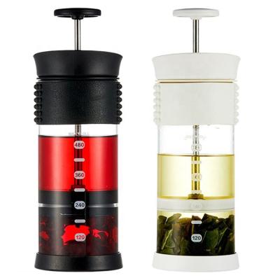 China Stocked Customize Logo Stainless Steel Filter Thick 480ml Borosilicate Glass Coffee Tea Maker Glass French Press for sale