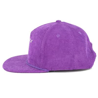 China High Quality Custom 5 Panel Embroidery Corduroy Hat Rope COMMON Bill Structured Snapback Hats from whosesale for sale