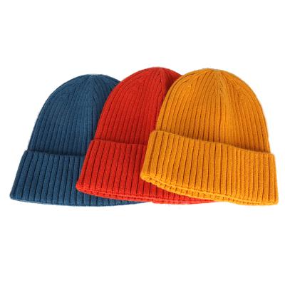 China COMMON COMMON Custom Unisex Double Layered Beanie Warm Ribbed Fisherman Beanie Winter Hats for sale