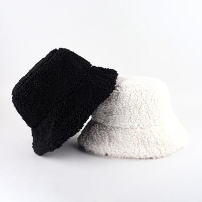 China 2020 Fashion Vintage Lambswool Color Hairy Pure Fur Bucket Hat Empty Picture Picture for sale