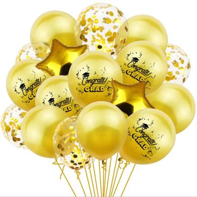 China Latex Graduation Season Printed Latex Balloons Colorful Foil Scraps Star Combination Graduation Party Balloons 12inch for sale