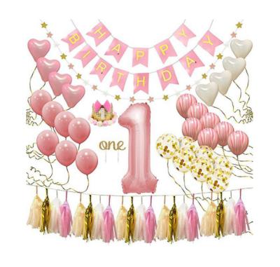 China Pale pink latex year banner 12 inch latex balloon first birthday party set decoration cocomelon letter graduation balloon set for sale