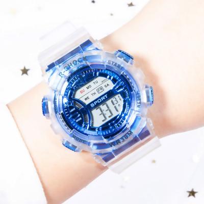 China Digital Transparent Alarm Case Electronic Sports Watch Chronograph Sports Students Online Shopping Relogio Masculino Clock for sale