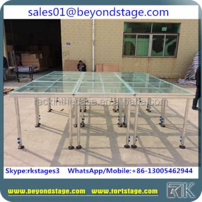 China Aluminum With Plywood RK Tempered Glass Removable Deck Stage / Portable Event Stage For Sale for sale