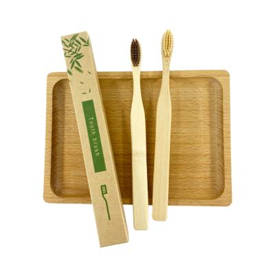 China Disposable Eco-Friendly Natural Charcoal Logo Organic Biodegradable Wholesale Bamboo Toothbrush Bristle Toothbrush for sale